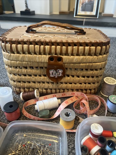 Vintage sewing basket with - sewing,