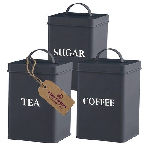 Tea coffee sugar canisters - tea,