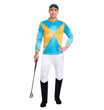Men’s Classic Jockey Costume Race Day Fancy Dress Jockey Outfit Size Standard