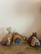 Artforum  Cats  Farmyard Fun Collectable Resin Ornament 4” Cat Figurines x6 set 