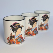 3 X cups Japanese Geisha