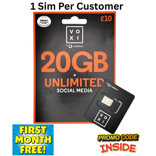 Voxi sim card 20gb data - sim,