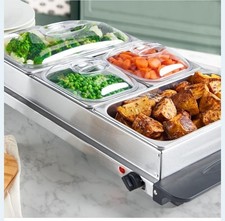 Pifco 4 Tray Electric Buffet Server Food Warmer Hot Plate Adjustable Heat 