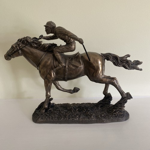 Horse and jockey bronze - and,