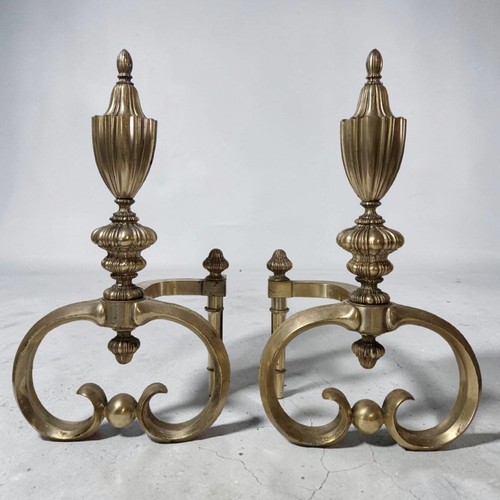 Pair vintage brass fireplace - brass,