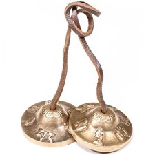 Tibetan Spirits OM Mani Pame Hum Design 6.5cm - Traditional Tingsha Temple Bells