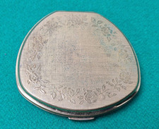 Vintage 8 cm Stratton Brass Flower Powder Compact A/F