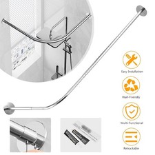 Shower Curtain Rail L Shaped Shower Curtain Rod Extendable Corner Curtain Pole