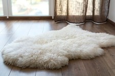 Sheepskin Rug Genuine Ivory Real Luxury British Throw Eco Pelt Large 110cm+
