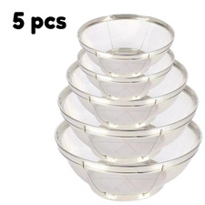5x Stainless Steel Strainer Bowl Set Mesh Sieve Colander for Kitchen Cooking