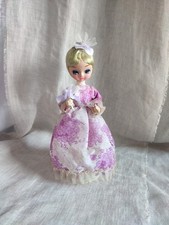 Vintage Retro Bradley Style Big Eye Boudoir Doll Figurine On Base Korean Kitsch 