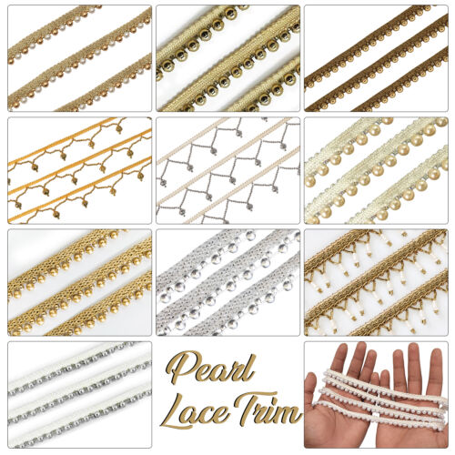 Pearl lace edge trim ribbon - pearl,