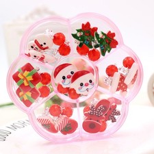  7 Pcs Kids Earrings for Girls Children Clip Studs Pierced Clips Christmas Cuffs