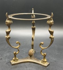 VTG RARE 3-Leg Brass Stand for Crystal Ball Display Cleopatra Face India 6x4"