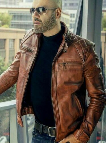 Brown vintage men - brown, biker