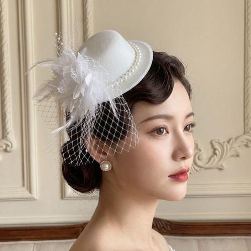 Retro mesh feather pearls - retro,