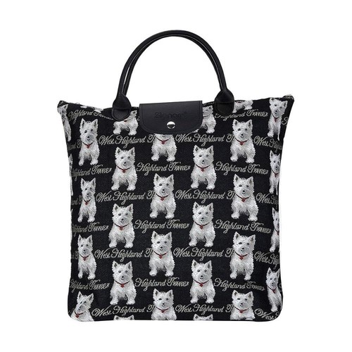 Westie foldable handbag - westie,