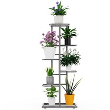 6 Tier Indoor Outdoor Plant Stand Flower Pot Display Metal Shelf Rack Home Grey