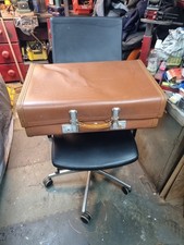 Vintage Revelation Brown Suitcase Leather Handle Metal Clasps expandable 