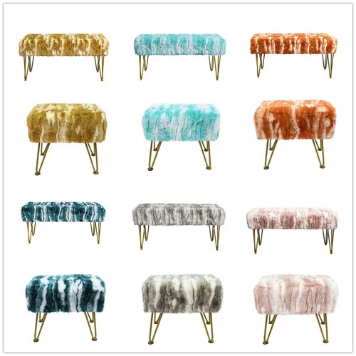 Jacquard faux fur ottoman - faux,