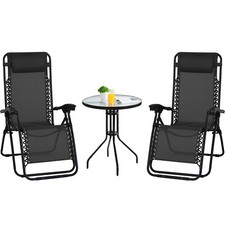 Zero Gravity Reclining Garden Patio Deck Chair Sun Lounger & Table Set
