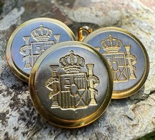 10 x 20mm Metal Blazer Buttons, crest design brass with brushed silver finish