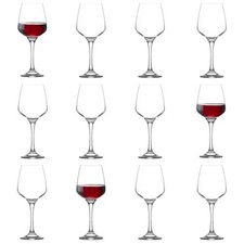 12x LAV Lal Red Wine Glasses Large Glass White Rose Long Stem Party Set 400ml