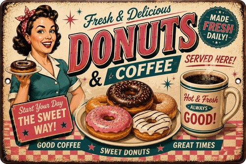 Retro donuts coffee - retro,