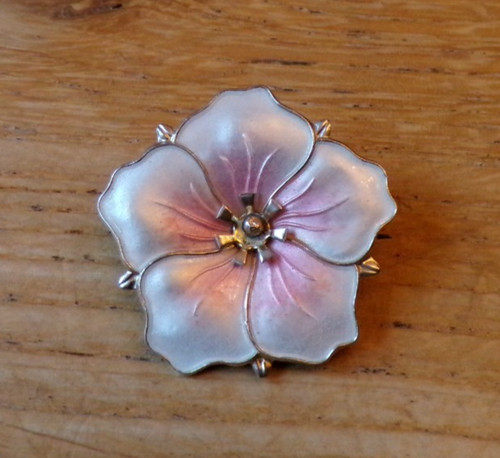 Sterling silver pink enamel - silver,