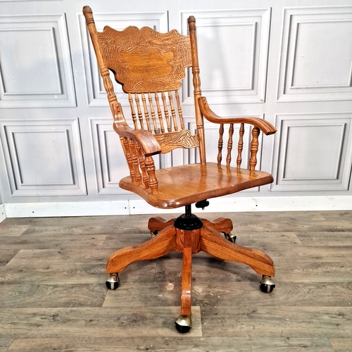 Vintage oak swivel chair - vintage,