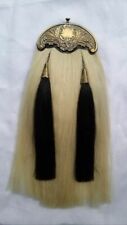 ORIGINAL WHITE HORSE HAIR SPORRAN ANTIQUE CANTLE/BAGPIPE PIPER KILT SPORRANS 
