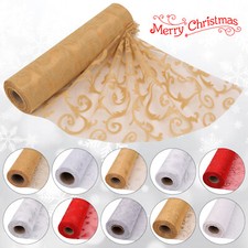 29cm*25m Sheer Organza Roll Sash Fabric Table Runner Sashes Christmas Red White