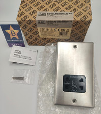 LAP Dual Voltage Shaver Socket Black Brushed Steel Raised Rounded Plate NEW