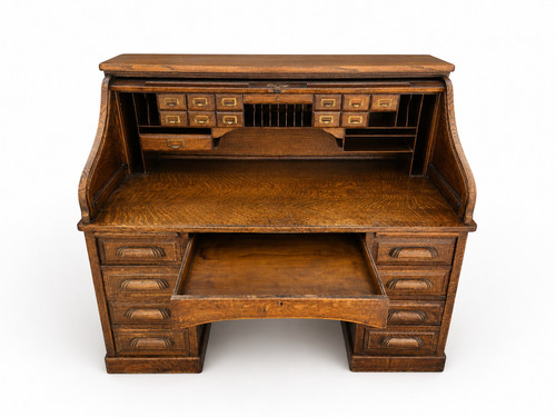 Antique oak roll top desk - antique,