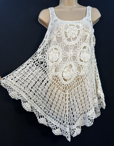 Crochet long ivory knit hippie - ivory,