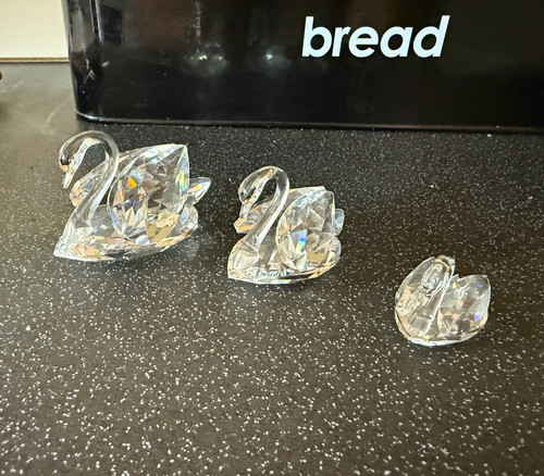 Swarovski crystal swans set - swans,