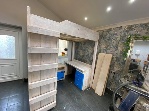 Solid wood rustic mid - , sleeper