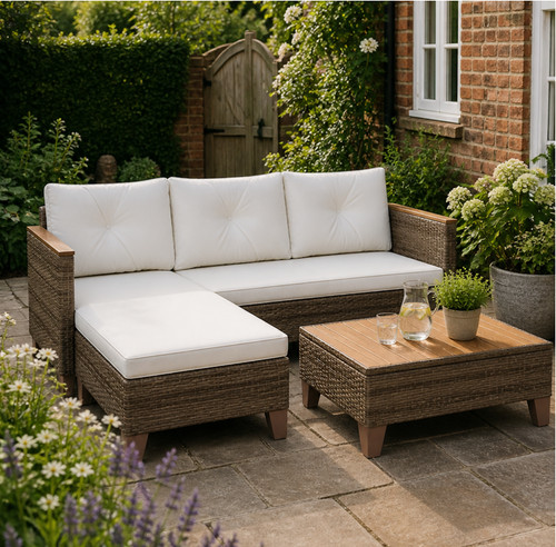 Corner rattan sofa set garden - corner,