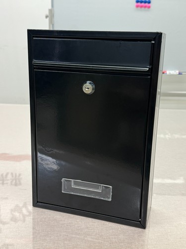 Black wall mounted mail box - mail,