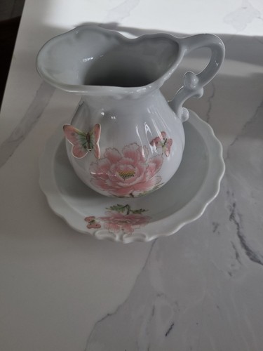 Jug and bowl wash set - set, pink