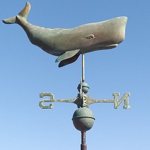 Large genuine verdigris whale - genuine,