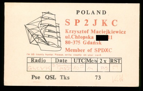 Qsl radio card - poland, sp2jkc
