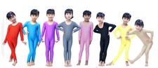 Kids Long Sleeve Dance Gymnastics Catsuit All In One Unitards Leotard Lycra