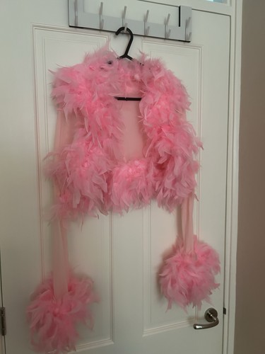 Pink feathered sheer - , bolero