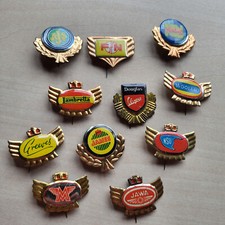 Vintage Motorcycle Logo pin badges Motorbike Moto 1960s BSA Norton Triumph Vespa