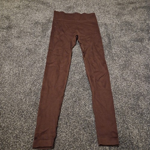 Brown ribbed seamless leggings - ribbed,