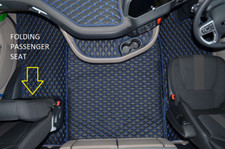 ECO LEATHER FLOOR MATS -BLACK/Blue  FIT Daf  XG , XG+  [ FOLDING PASSENGER SEAT]