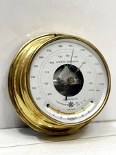 Vintage Takahashi Aneroid Barometer Brass Case Osaka Japan mmHg & mbar