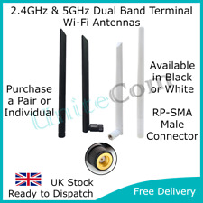 WiFi 2.4/5GHz Booster Dual Band Antenna RP-SMA 5dBi Broadband Router Black White