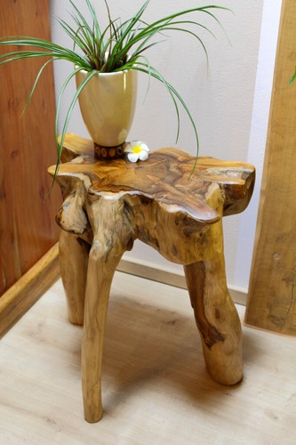 Side table wood root - wood, teak